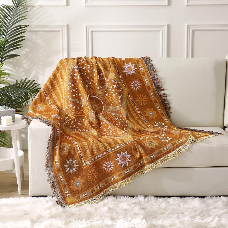 Koce w stylu boho, narzuta na sofę i łóżko, 50 x 60 cali, miękka mieszanka bawełny, do użytku wewnątrz i na zewnątrz, dekoracja na piknik na plaży