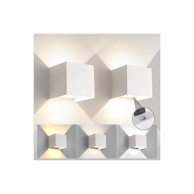 Wodoodporna lampa ścienna zewnętrzna IP65, nowoczesna biała lampa ścienna LED 12 W z regulowanym kątem świecenia