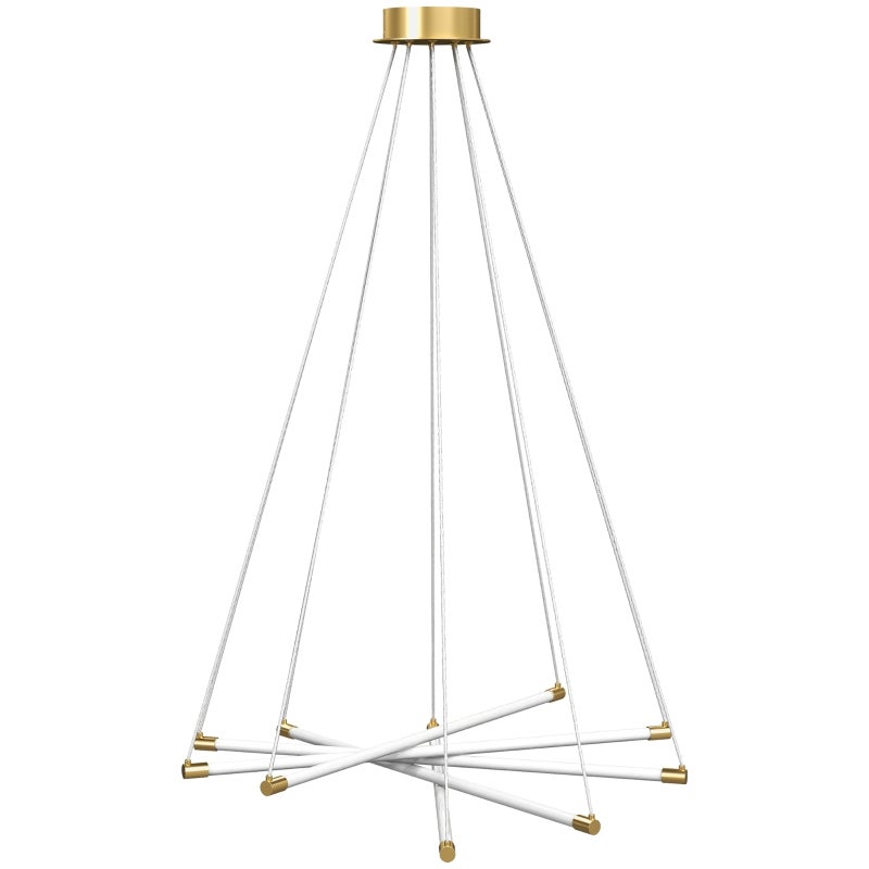 Plafon sufitowy 82 × 82 × 124 cm, Gold+White, metal, 50 W, 5800 lm, do oświetlenia wnętrz, rozproszone światło do wnętrz