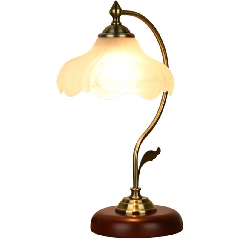 Lampka do czytania E27, metalowa lampka nocna, retro lampka nocna do sypialni, klosz z białego matowego szkła.
