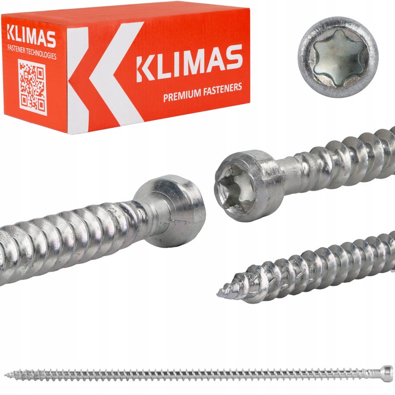 Wkręty ciesielskie 10x300 mm 25 szt. torx pełny gwint walcowe Klimas WKFC