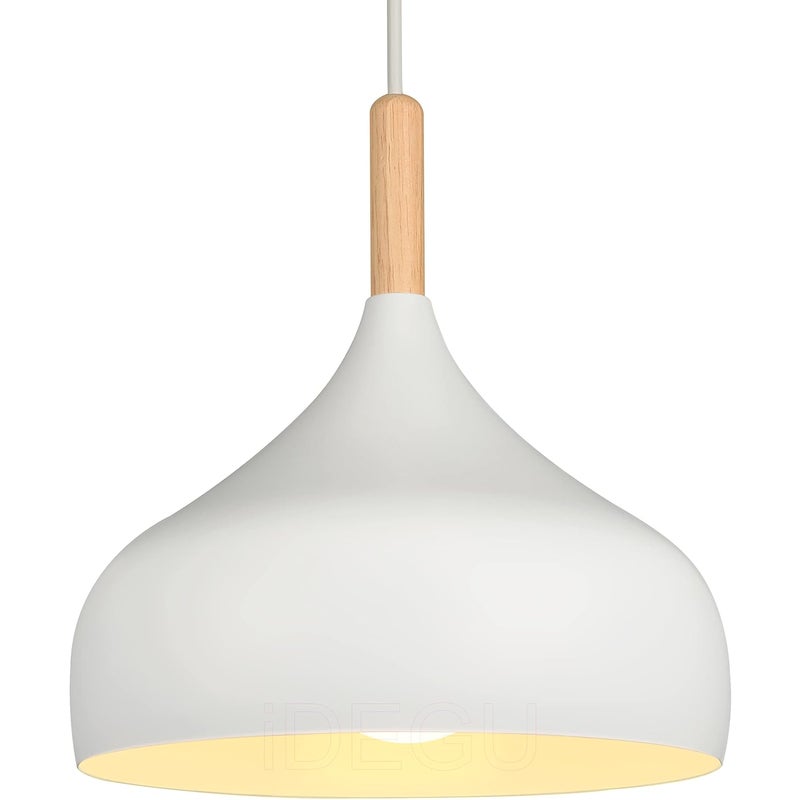Lampa wisząca LATIO 24 cm, nowoczesny styl skandynawski, kształt łzy, lampa sufitowa E27, metalowo-drewniana lampa wisząca do sypialni/salonu