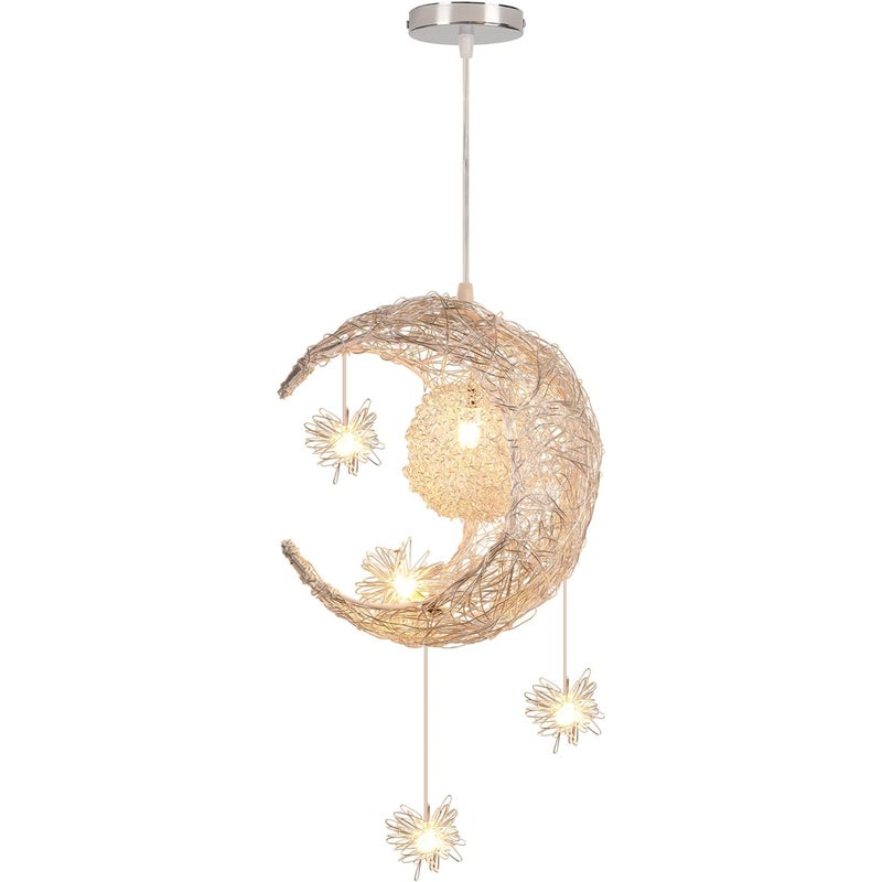 Lampa wisząca LED Moon and Star, sufitowa, aluminiowa, z 5 żarówkami, do pokoju dziecięcego