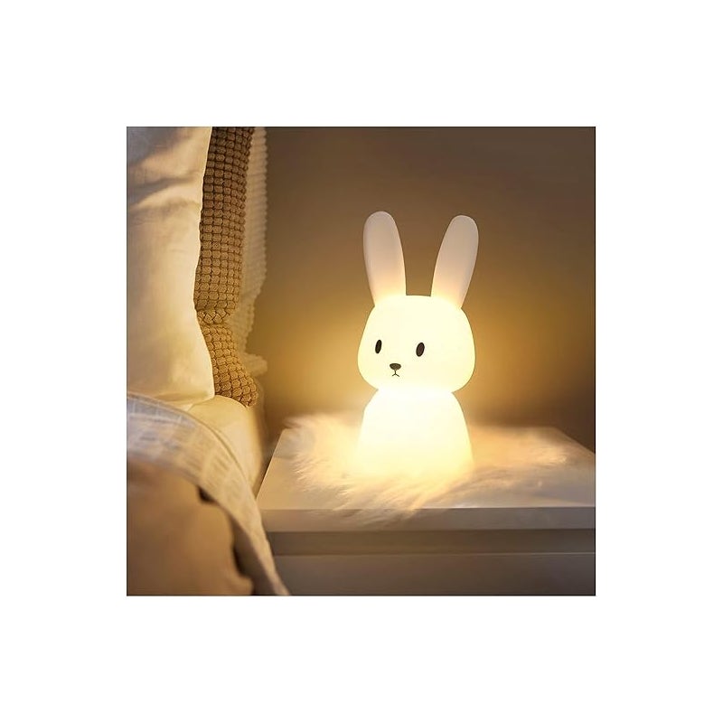 Lampka nocna Królik z 7 trybami świecenia, sterowanie dotykowe, ładowanie przez USB, timer, lampka nocna do pokoju dziecięcego
