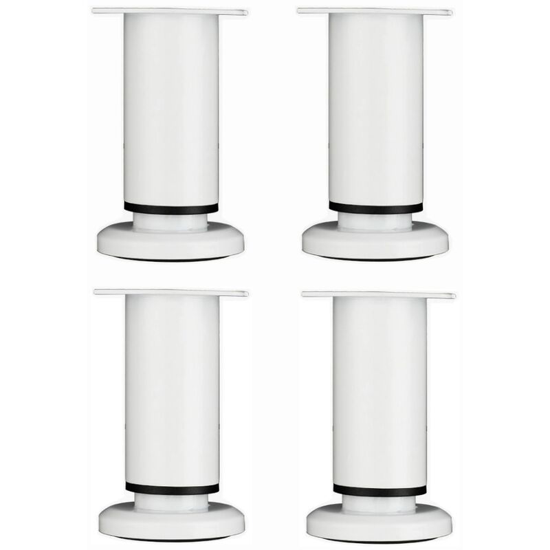 4 sztuki regulowanych nóg meblowych 12 cm, białe, okrągłe, metalowe, do stołu, sofy, szafki, łóżka, ze śrubami