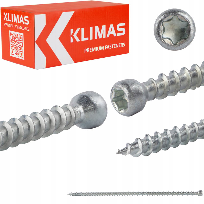 Wkręty ciesielskie 6x180 mm 100 szt. torx pełny gwint walcowe Klimas WKFC