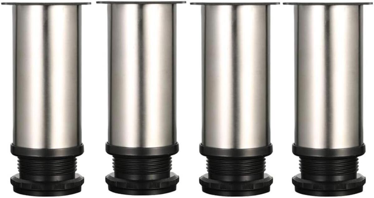 Zestaw 4 stalowych ślizgaczy do nóg meblowych, 12 cm, regulowana wysokość od 0 do 15 mm, pasujące do nóg meblowych, w zestawie śruby