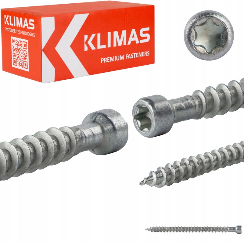Wkręty ciesielskie 8x120 mm 50 szt. torx pełny gwint walcowe Klimas WKFC
