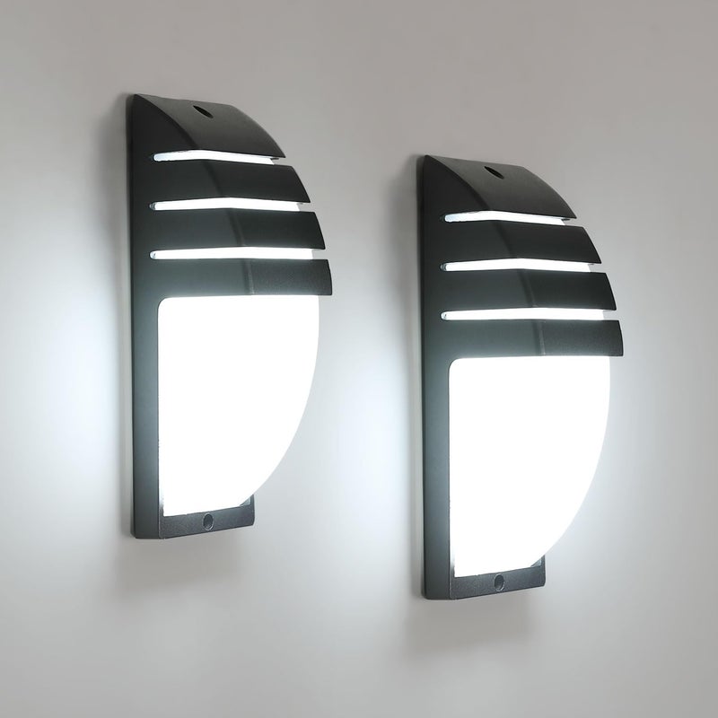 Zestaw 2 zewnętrznych lamp ściennych LED, 12 W, chłodne białe światło, wodoodporne IP54