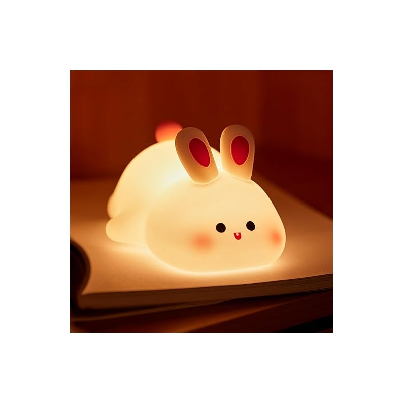 Lampka nocna w kształcie królika, lampka nocna w kształcie królika dla dzieci, ściemnialna silikonowa lampa dotykowa dla dzieci, ładowalna silikonowa