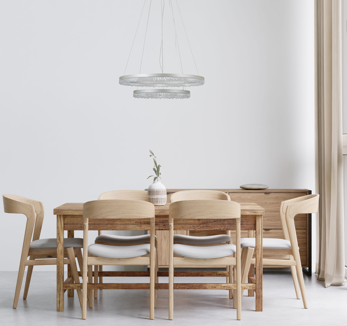 BARLO lampa wisząca srebrna ringi 60cm LED 36W CCT PND-34526-2L-SILV