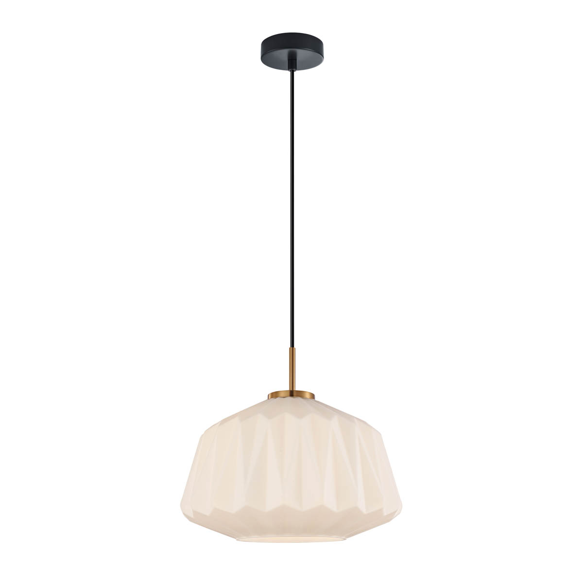 ANTITA lampa wisząca czarno-złota klosz geometryczny szkło białe fi 30cm 1xE27 PND-3644-1-BRO-W