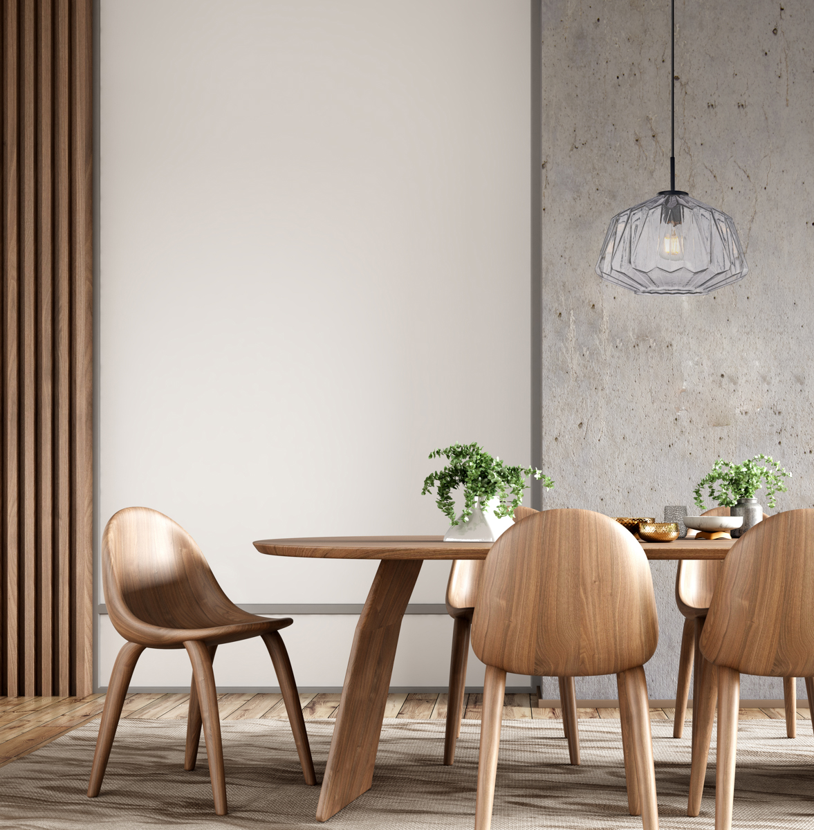 ANTITA lampa wisząca czarna klosz geometryczny szkło dymione fi 30cm 1xE27 PND-3644-1-BK-SG