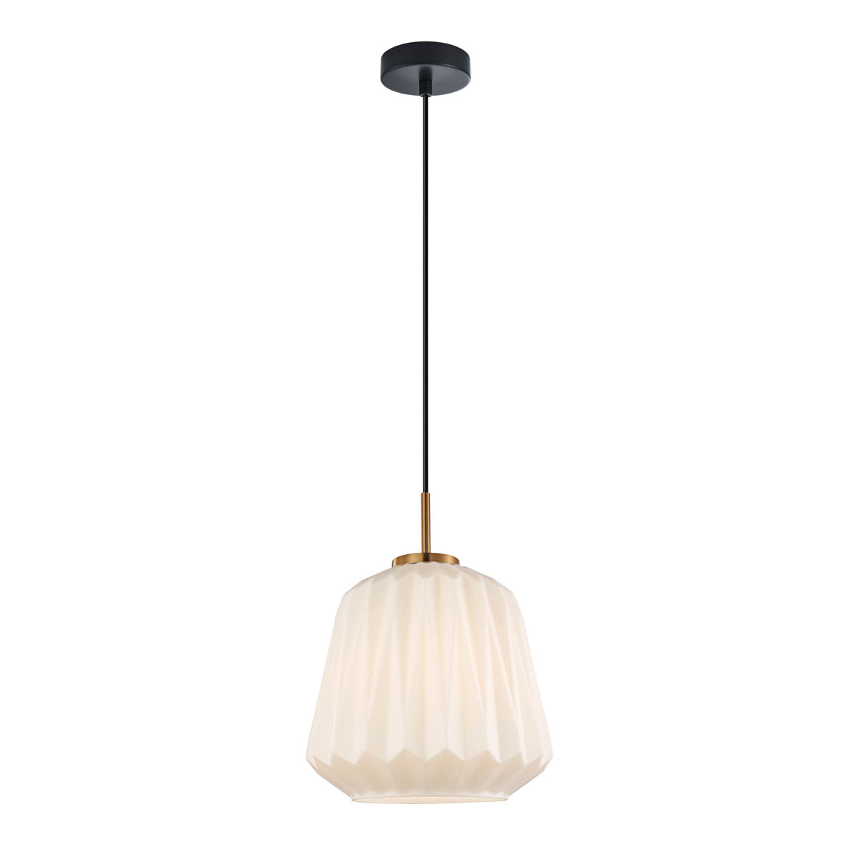 ANTITA lampa wisząca czarno-złota klosz geometryczny szkło białe fi 23cm 1xE27 PND-3645-1-BRO-W