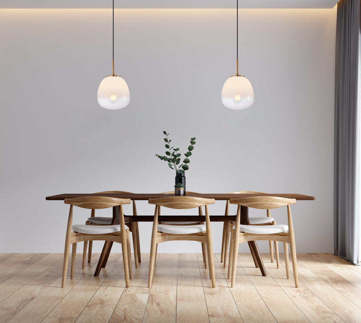 ANTITA lampa wisząca czarno-złota klosz szkło białe cieniowane fi 17,5cm 1xE27 PND-3650-1S-BRO-CW