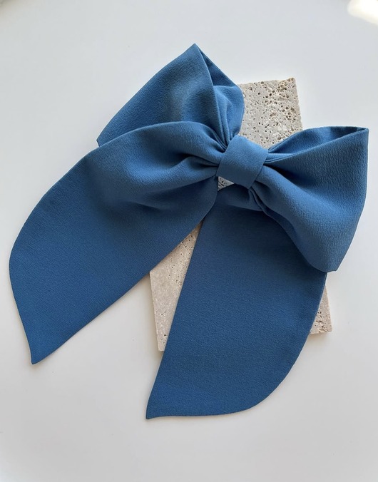 Jedwabna kokarda do włosów Blue Silk
