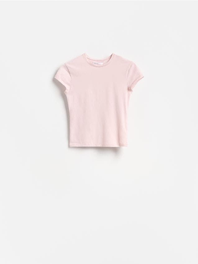 Reserved - T-shirt slim fit - pastelowy róż