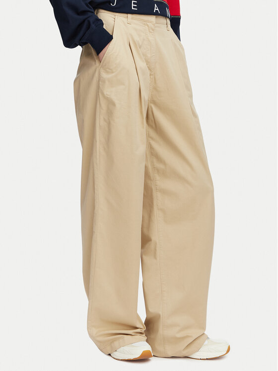 Tommy Jeans Spodnie materiałowe DW0DW21698 Beżowy Regular Fit