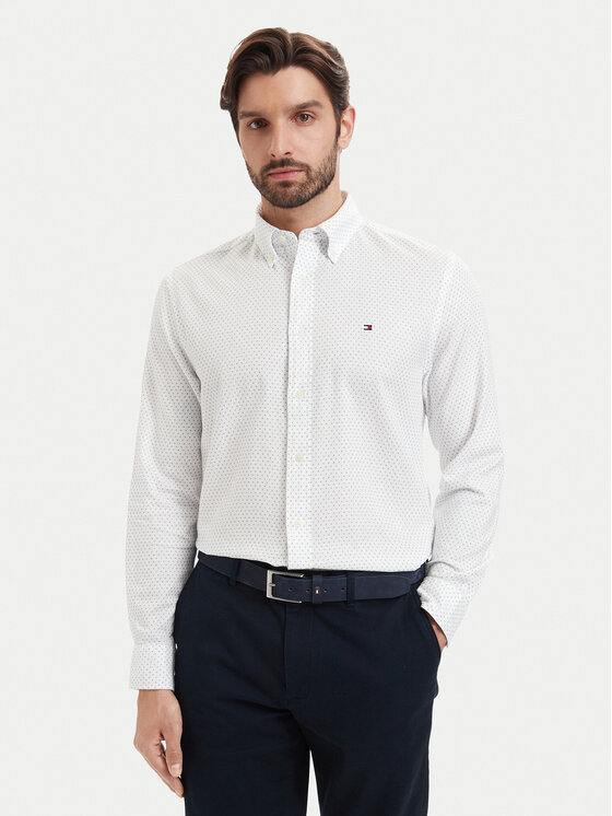 Tommy Hilfiger Koszula Poplin MW0MW43318 Biały Regular Fit