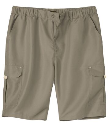 Bermudy bojówki z mikrofibry z wieloma kieszeniami Mężczyzna Atlas For Men - Kolor : Brązowy - Rozmiar : 4XL
