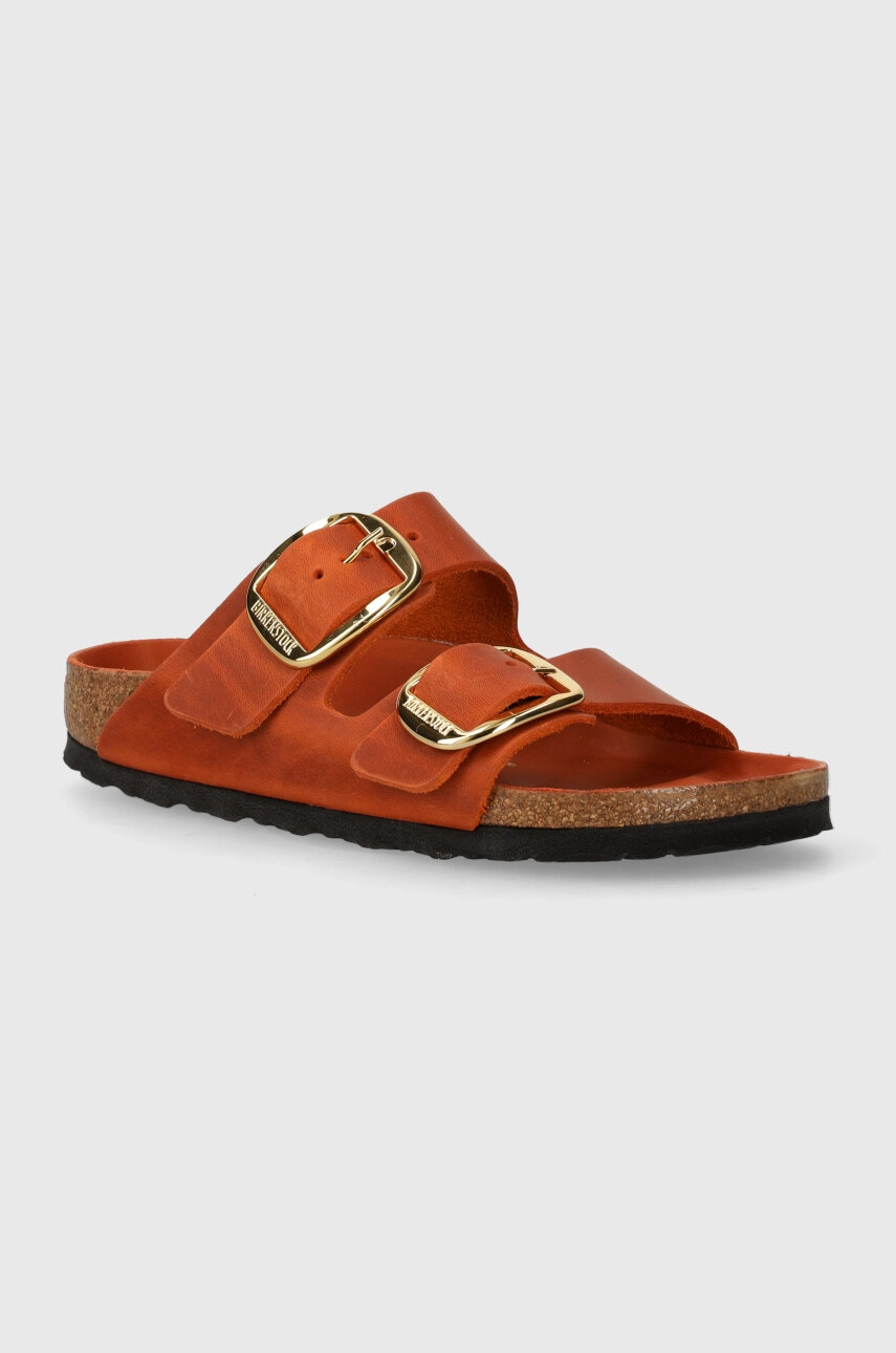 Birkenstock klapki na płaskim obcasie damskie skórzane