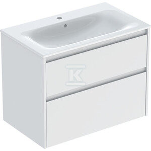 Zestaw umywalki meblowej Selnova Square, slim rim, z szafką pod umywalkę, z dwoma szufladami: 80x62.1x48cm, Szerokość umywalki=80cm, Umywalka: biały,