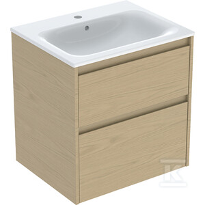 Zestaw umywalki meblowej Selnova Square, slim rim, z szafką pod umywalkę, z dwoma szufladami: 60x62.1x48cm, Szerokość umywalki=60cm, Umywalka: biały,