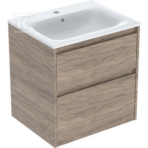 Zestaw umywalki meblowej Selnova Square, slim rim, z szafką pod umywalkę, z dwoma szufladami: 60x62.1x48cm, Szerokość umywalki=60cm, Umywalka: biały,