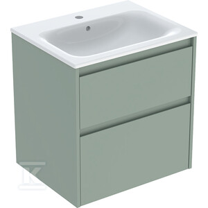 Zestaw umywalki meblowej Selnova Square, slim rim, z szafką pod umywalkę, z dwoma szufladami: 60x62.1x48cm, Szerokość umywalki=60cm, Umywalka: biały,