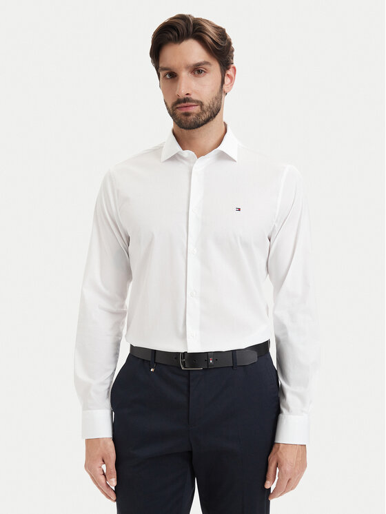 Tommy Hilfiger Koszula Cl Solid MW0MW43749 Biały Regular Fit