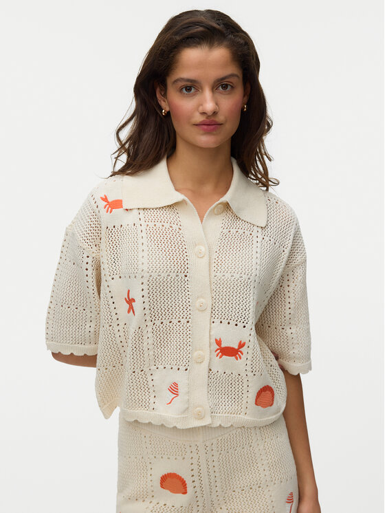 Vero Moda Kardigan Esmey 10350991 Kremowy Regular Fit