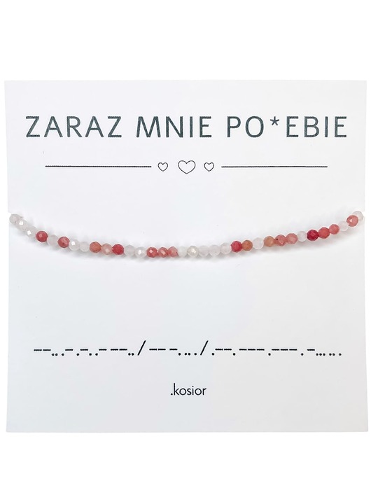 Bransoletka ZARAZ MNIE POJEBIE - Kamień Księżycowy, Rodonit - Morse