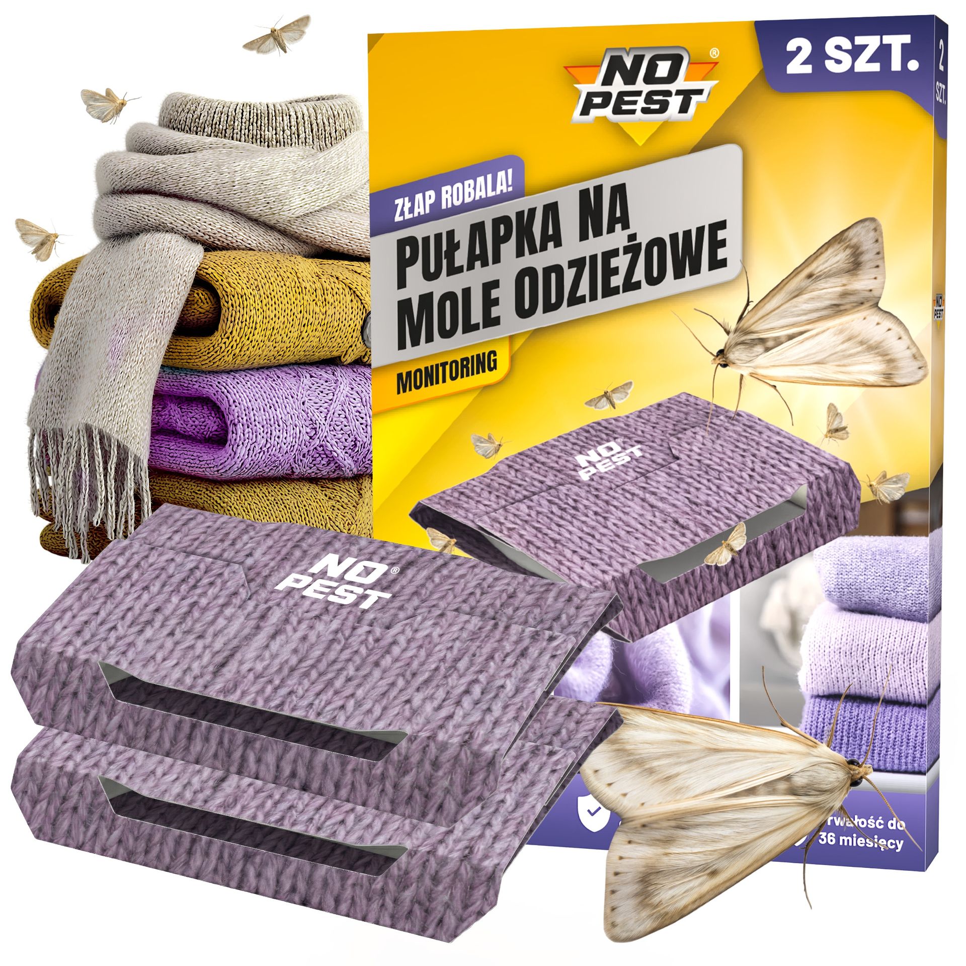 No Pest® Pułapka na mole odzieżowe, ubraniowe feromonowa 2 sztuki