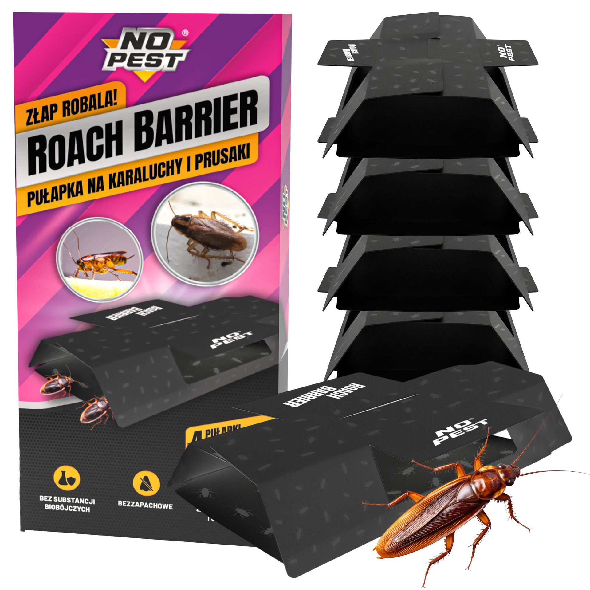 No Pest® Pułapka na karaluchy i prusaki Roach Barrier 4 szt.