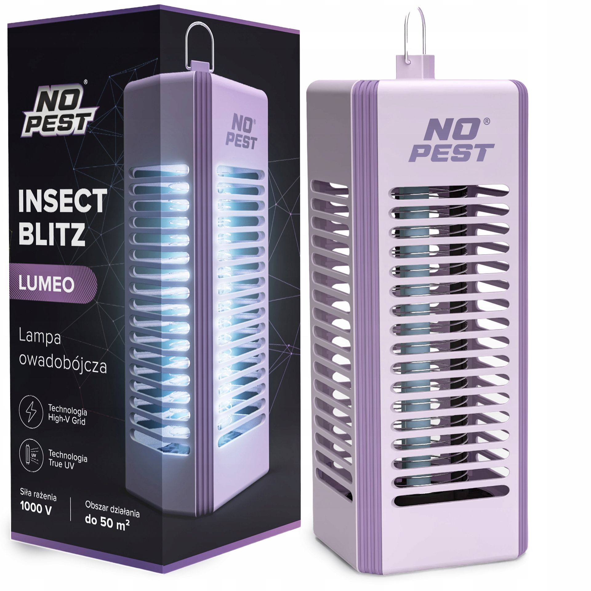 No Pest® Lampa owadobójcza na komary, muchy, mole kolor lawendowy Insect Blitz Lumeo