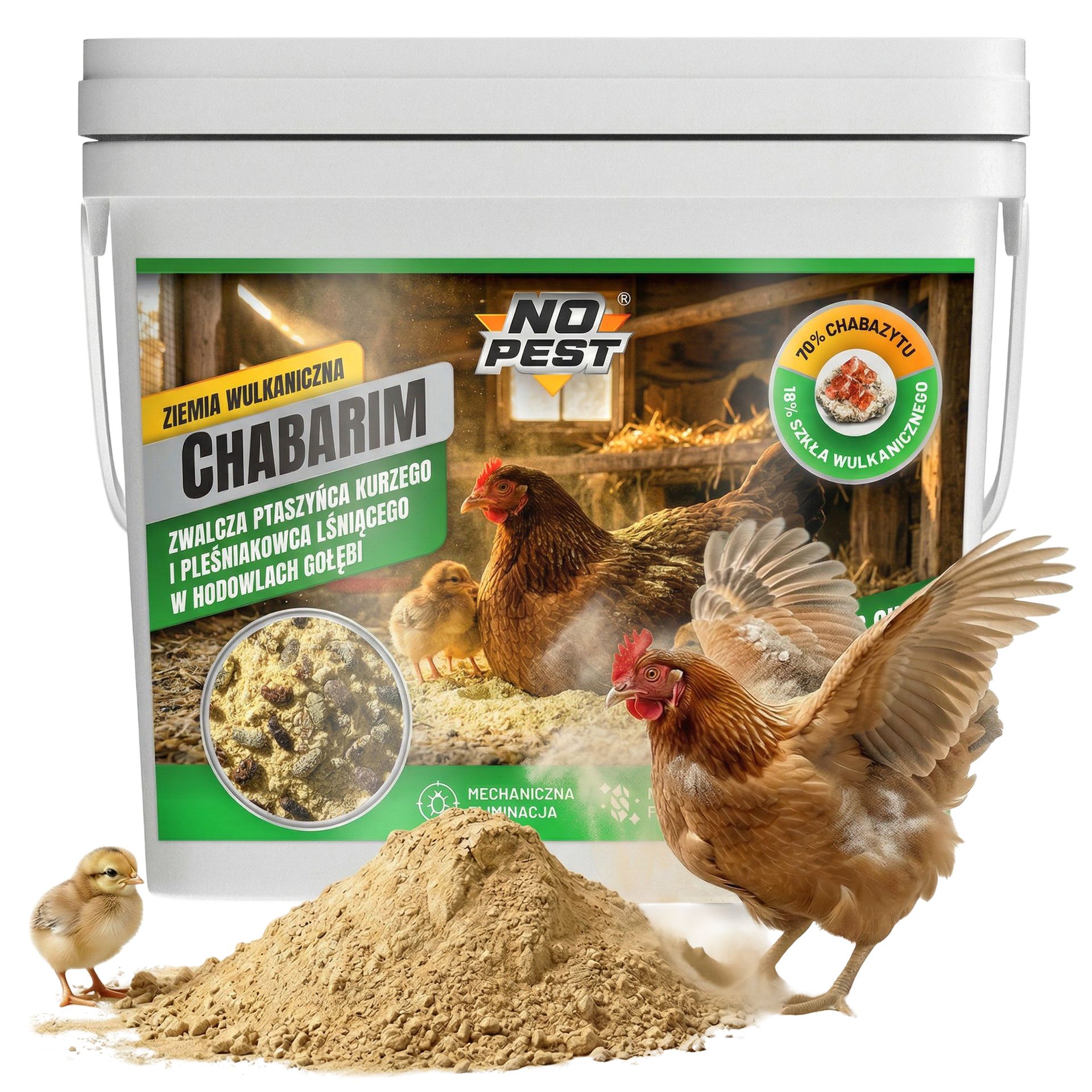 No Pest® Środek na ptaszyńca kurzego, pleśniakowca ziemia wulkaniczna Chabarim 5 kg