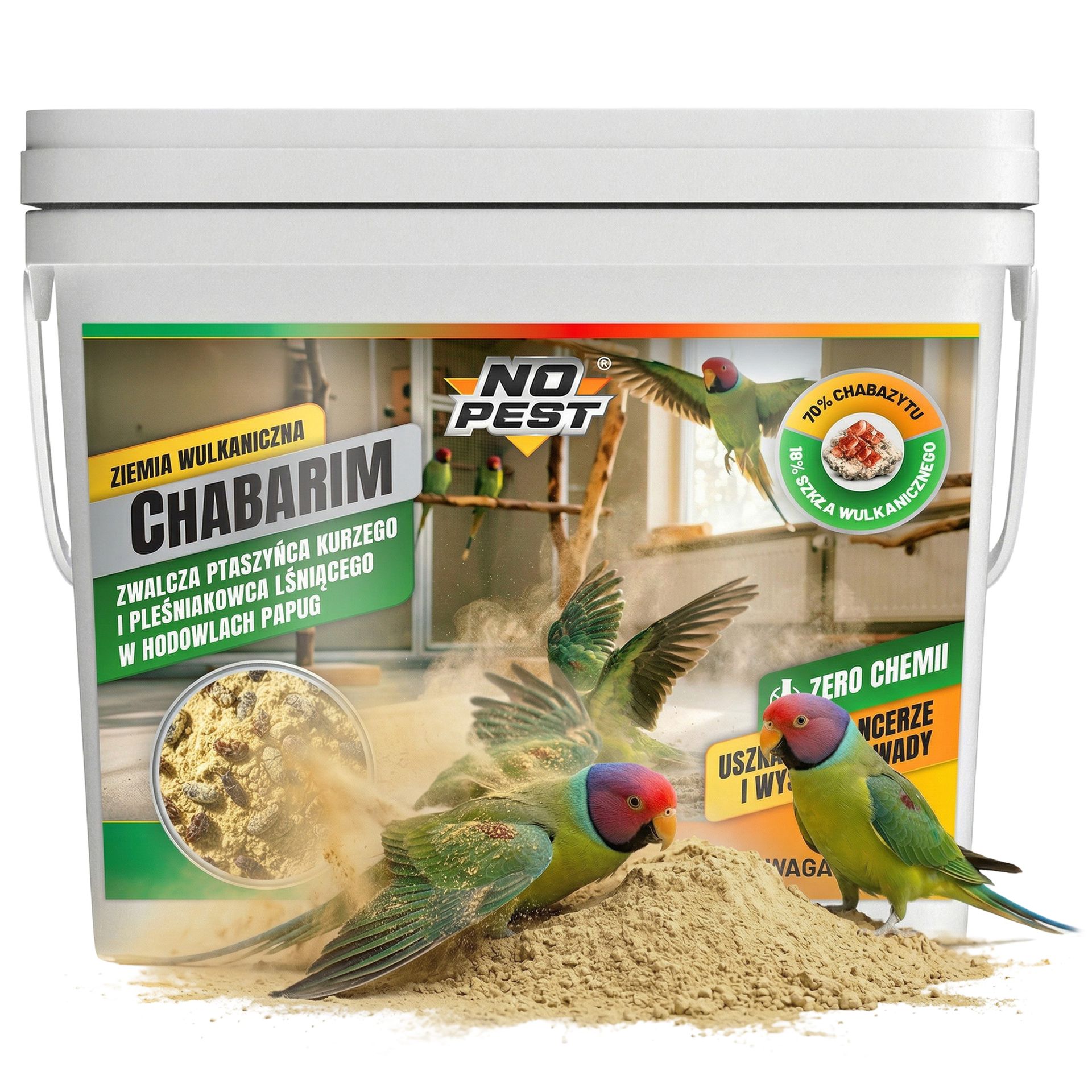 No Pest® Środek na ptaszyńca kurzego, roztocza, piórojady dla papug Chabarim 2,5 kg