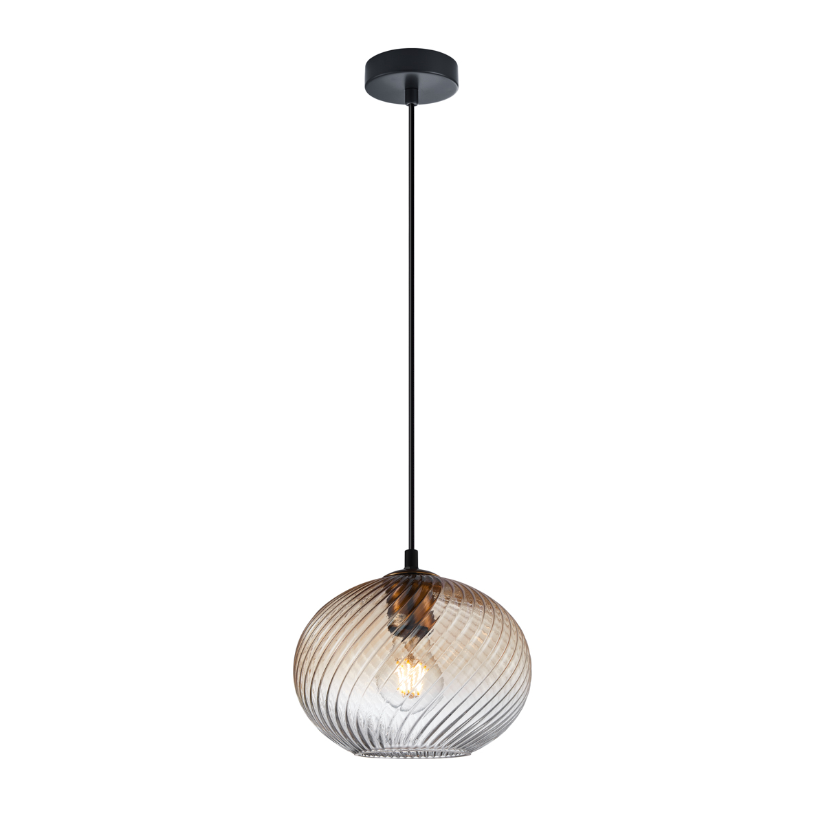 ALIAS lampa wisząca czarna klosz szkło amber cieniowane fi 22cm 1xE27 PND-3665-1-BRO-AMB