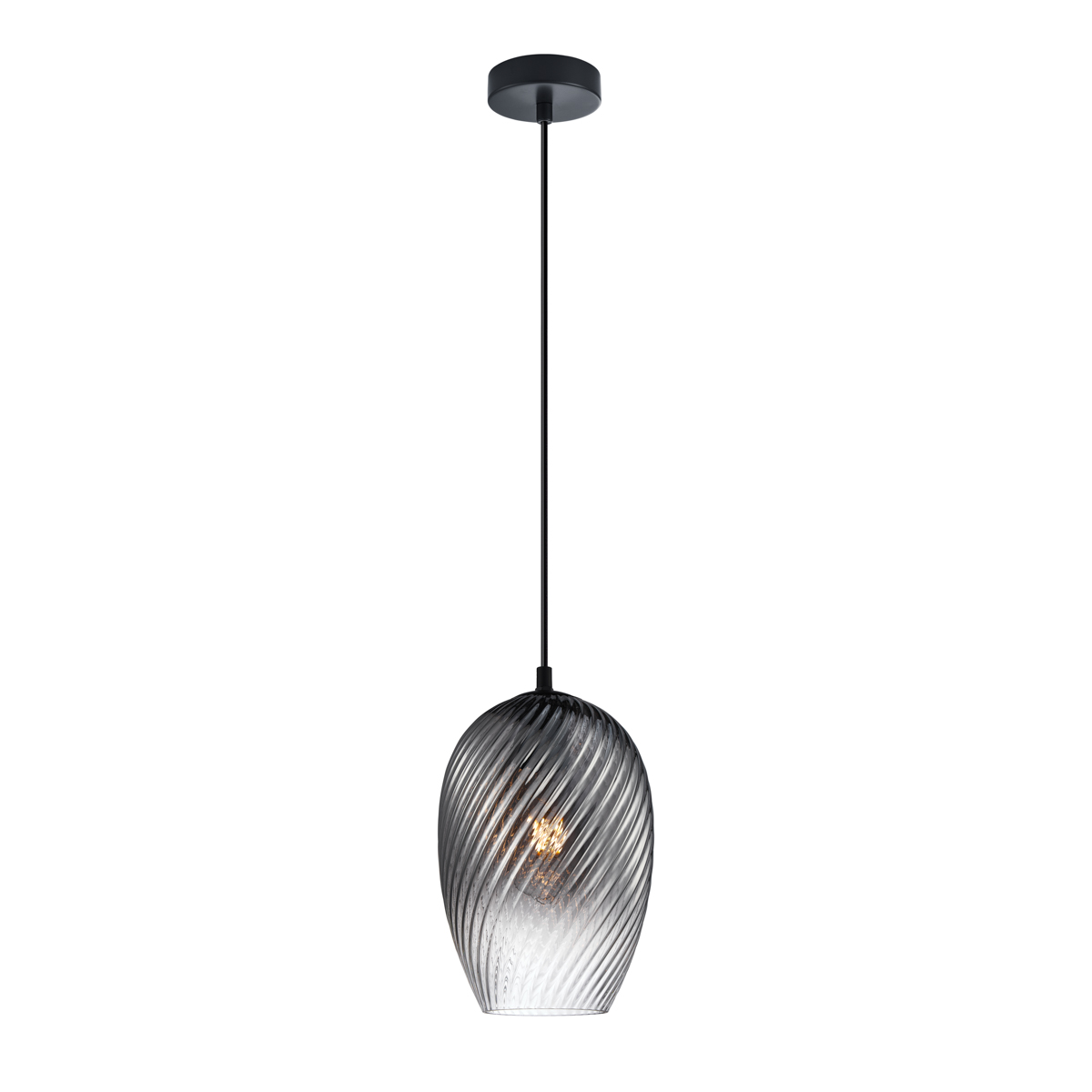 ALIAS lampa wisząca czarna klosz szkło dymione cieniowane fi 17cm 1xE27 PND-3663-1-BK-SG