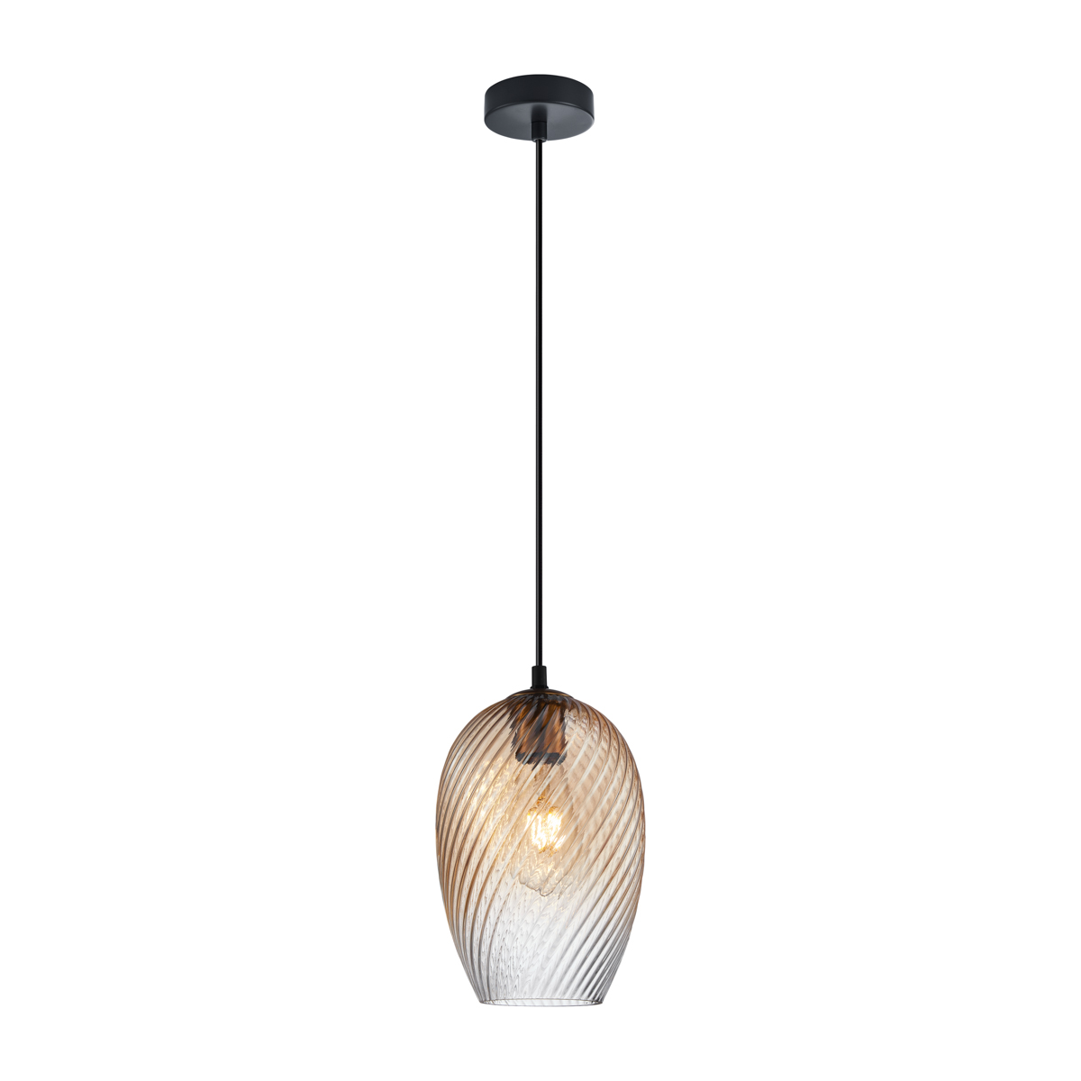ALIAS lampa wisząca czarna klosz szkło amber cieniowane fi 17cm 1xE27 PND-3663-1-BRO-AMB