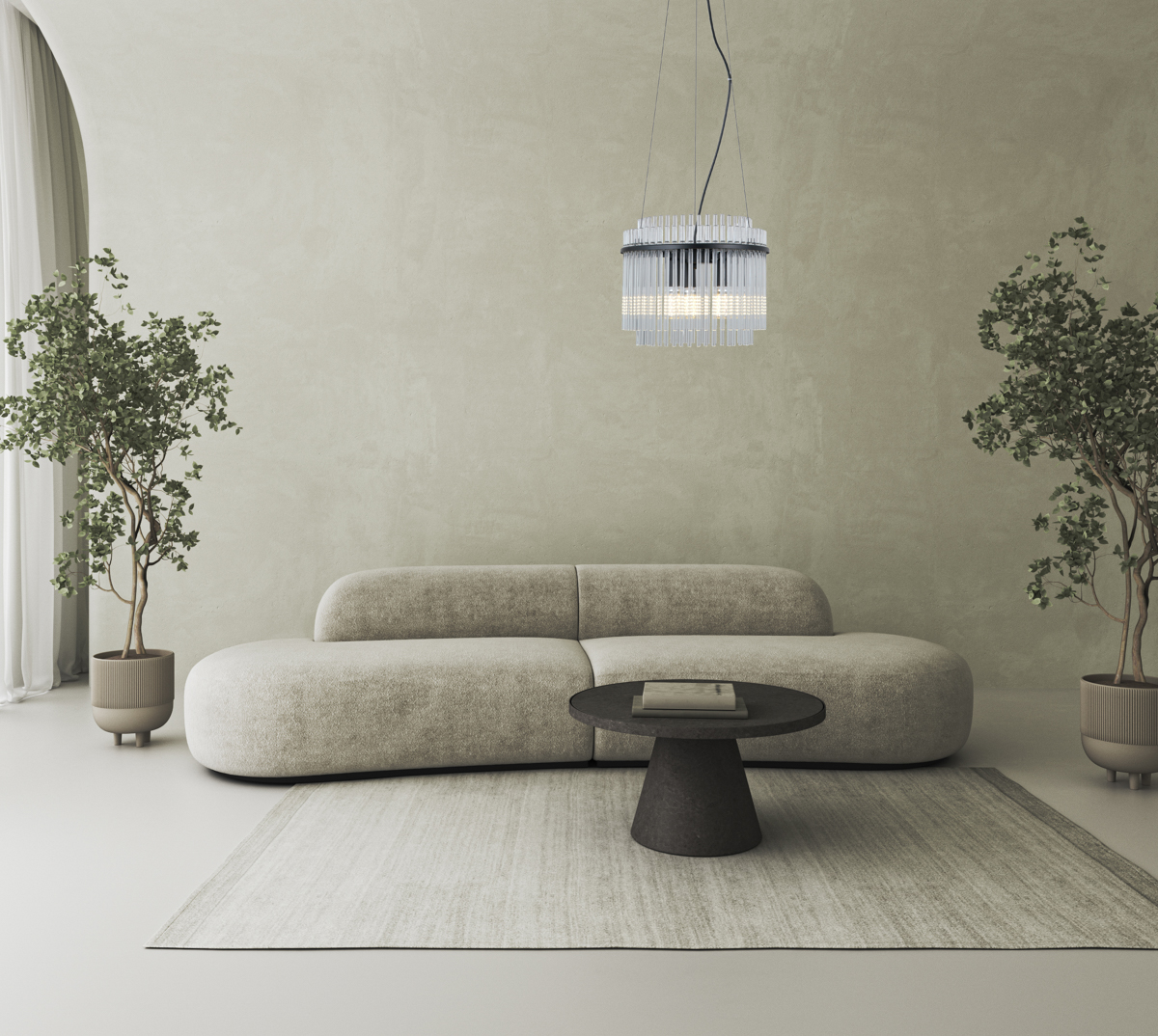 BONTE lampa wisząca czarna klosz fi 32cm szklane rurki 3xE14 PND-40929-3A-BK