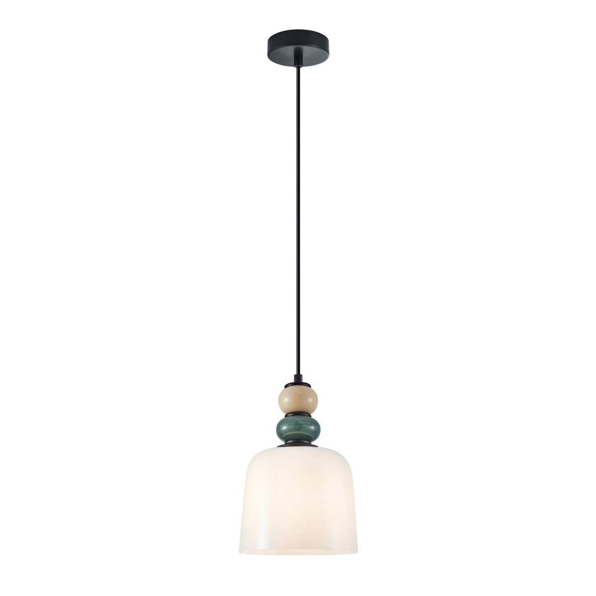 BONATA lampa wisząca czarna klosz biały gładki fi 16cm kolorowa ceramika 1xE27 PND-36573-1C-BK-WH