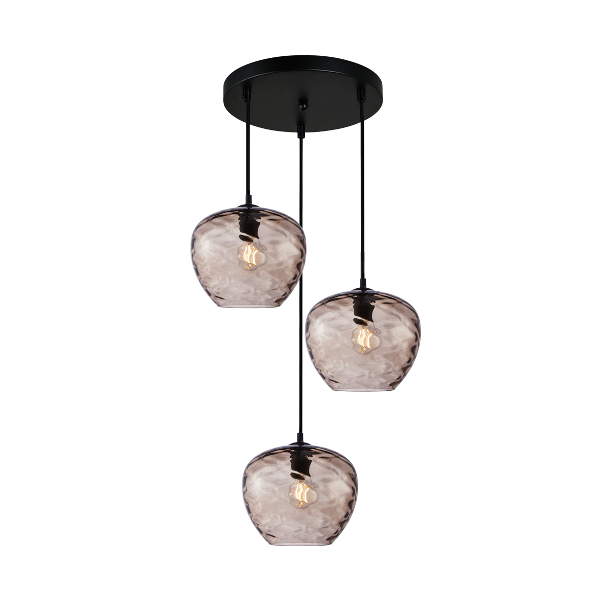 BRESCO lampa wisząca czarna klosze szkło brązowe 3xE27 kaskada PND-3033-3A-BK-CF
