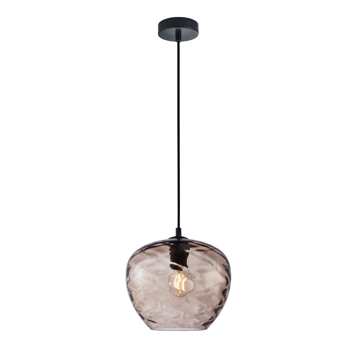BRESCO lampa wisząca czarna klosz szkło brązowe 1xE27 PND-3033-1-BK-CF