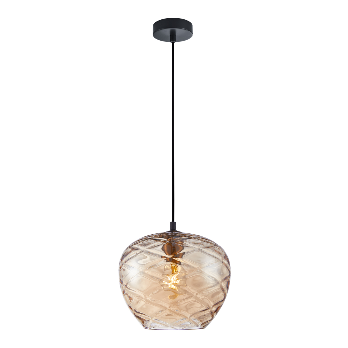 BRESCO lampa wisząca czarna klosz szkło amber 1xE27 PND-3033-1-BRO-AMB