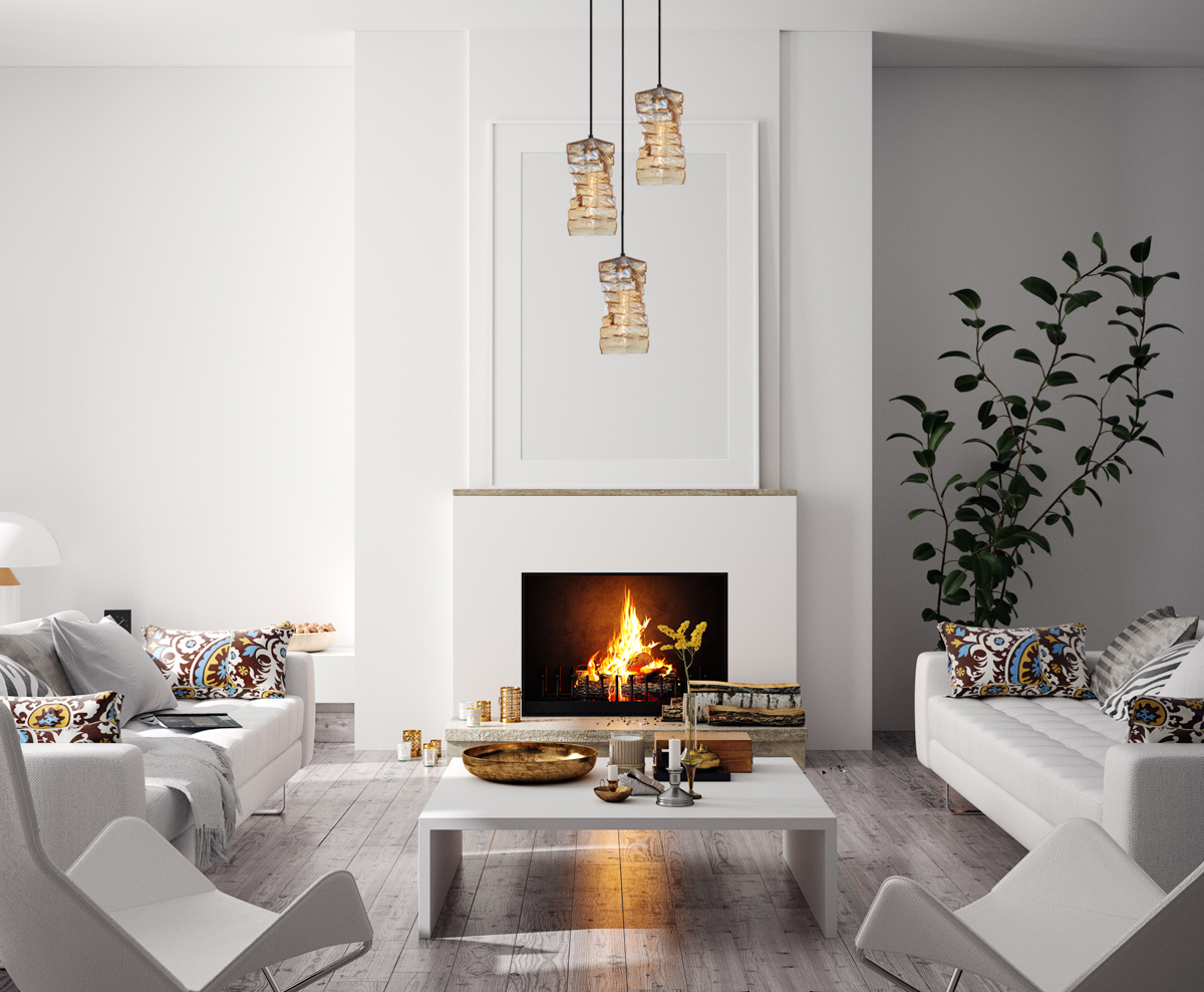 ALTERA lampa wisząca czarna kaskada klosze asymetryczne szkło amber 3xE27 PND-3219-3A-BRO-AMB