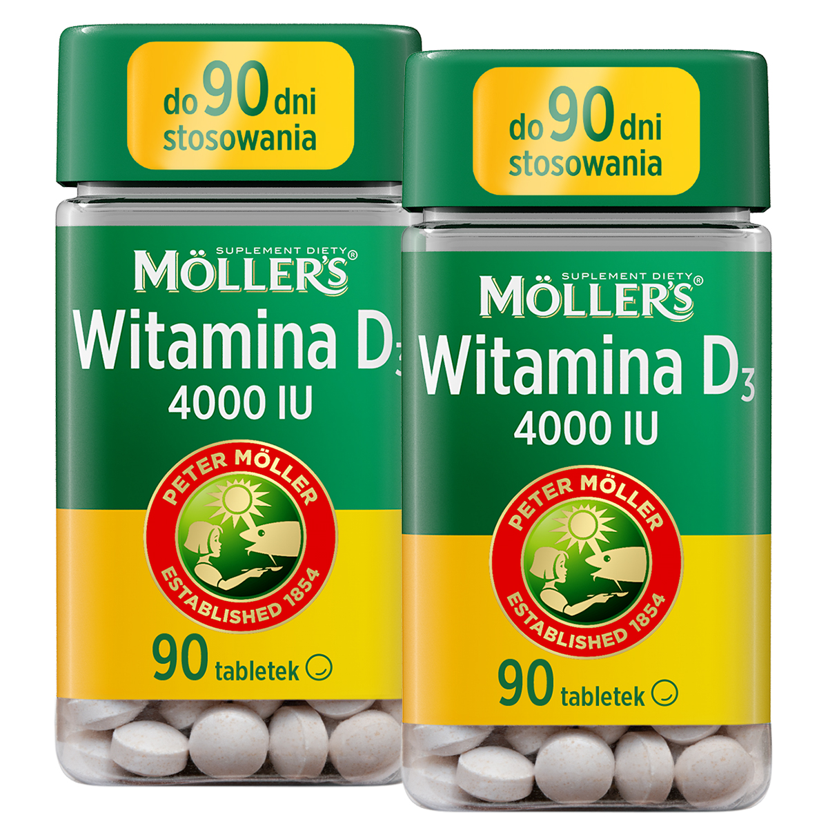 Zestaw Moller's Witamina D3 4000 IU, 2 x 90 tabletek