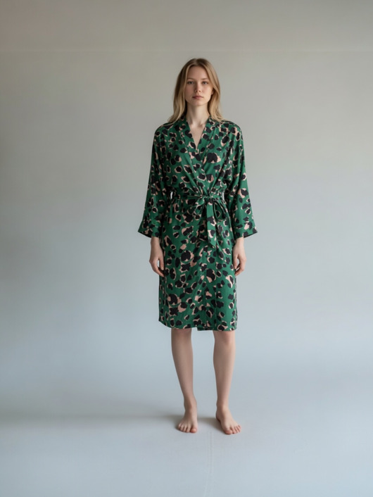 Szlafrok narzutka kimono w kontrastujące kolory