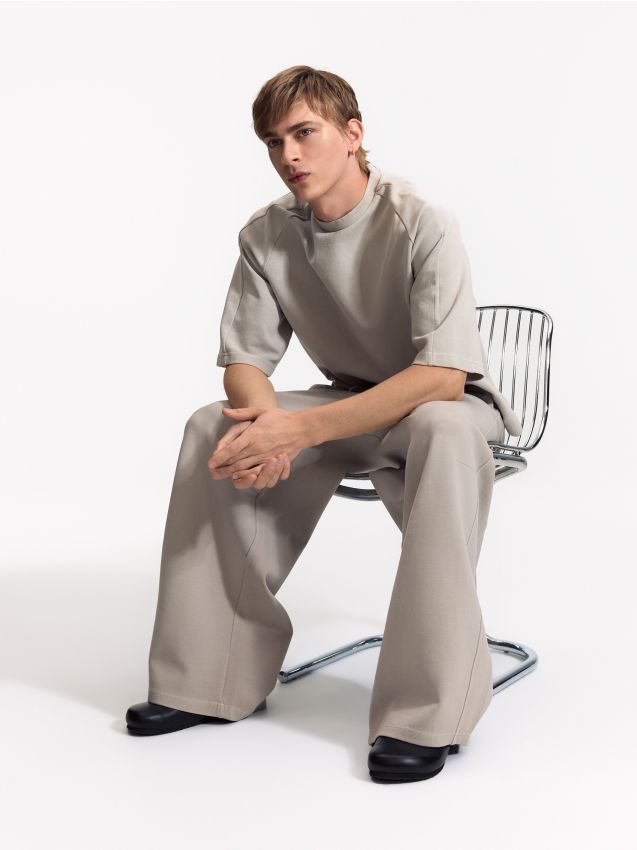 Reserved - Spodnie loose fit - jasnoszary