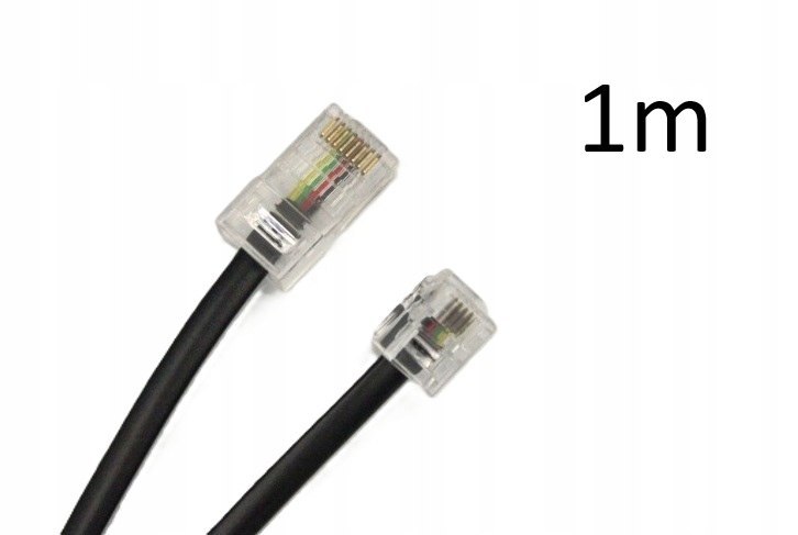 Przejściówka RJ45 - RJ11 przewód telefoniczny 4P czarny 1m